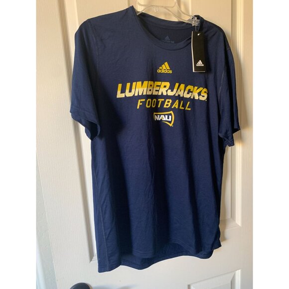 Adidas Mens NAU Lumberjacks Football Graphic Tee Navy Large New - Picture 1 of 4